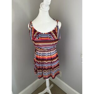 Red Carter Mesh Rainbow Stripe Dress/ Swimsuit Cover Up